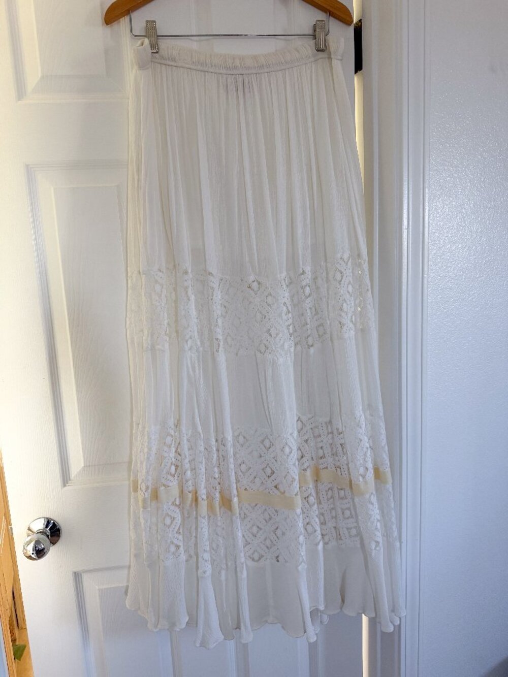 Free People Swept Away Maxi Skirt | Color: Clean Ivory | Size Large - Picture 3 of 7